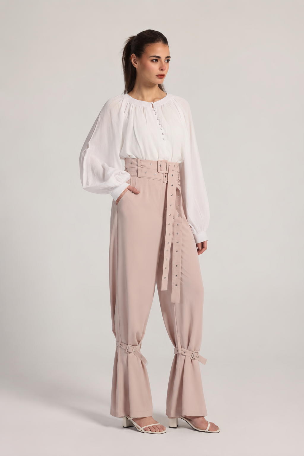 BELL PANTS IN ROSY BEIGE