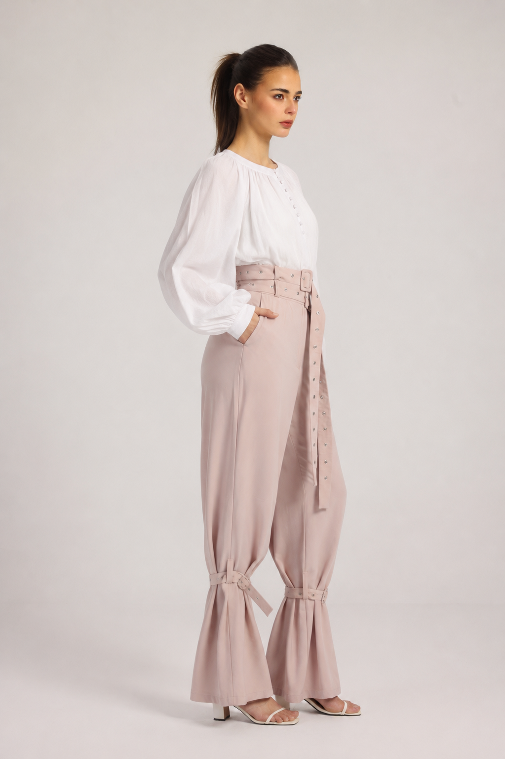 BELL PANTS IN ROSY BEIGE
