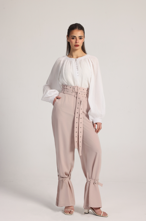BELL PANTS IN ROSY BEIGE
