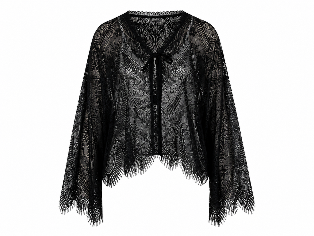 NOIR LACE CAPE SET