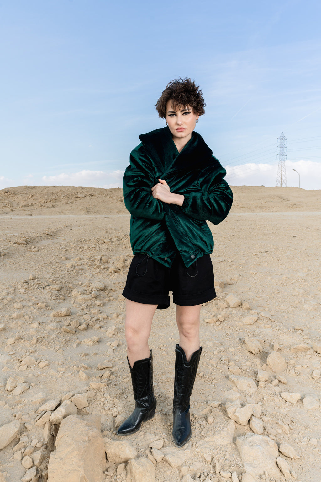 DARK GREEN VELVET JACKET