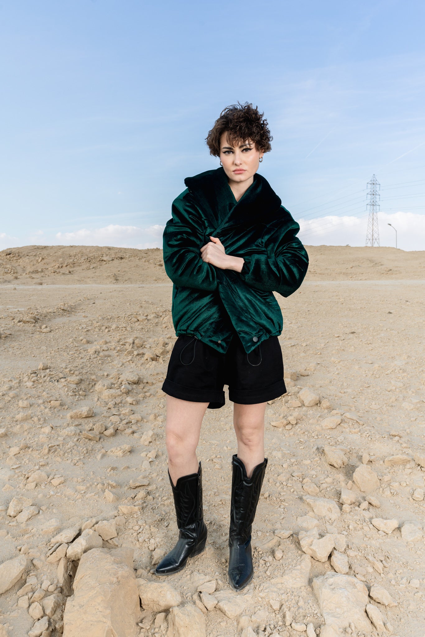 DARK GREEN VELVET JACKET