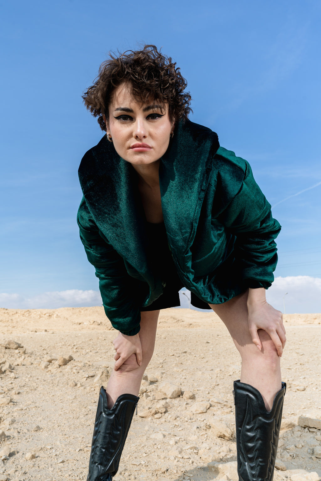 DARK GREEN VELVET JACKET