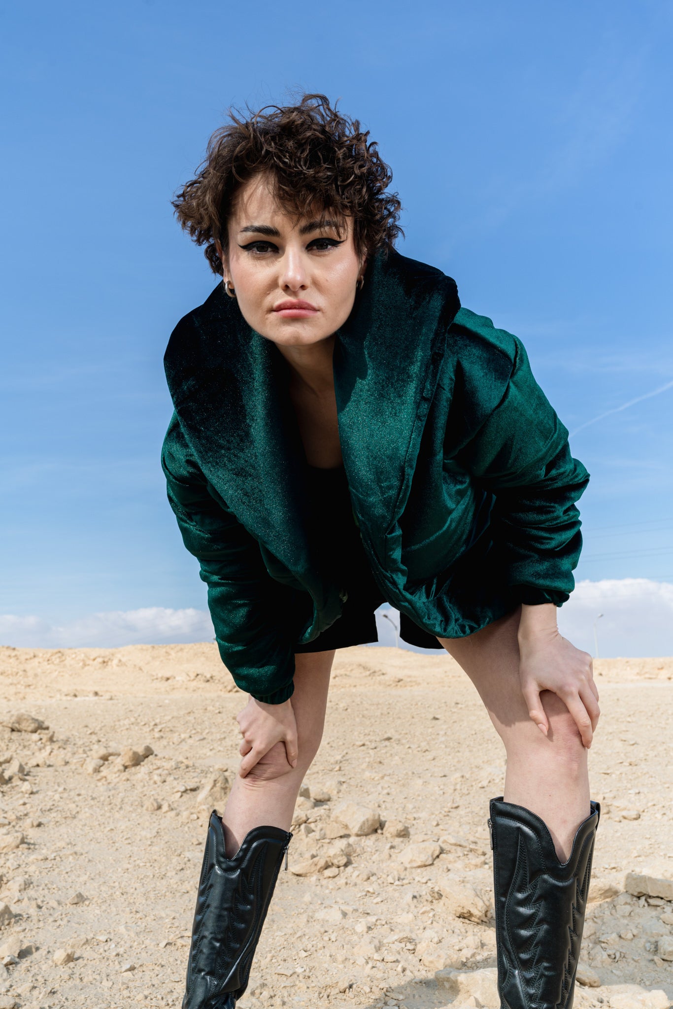 DARK GREEN VELVET JACKET