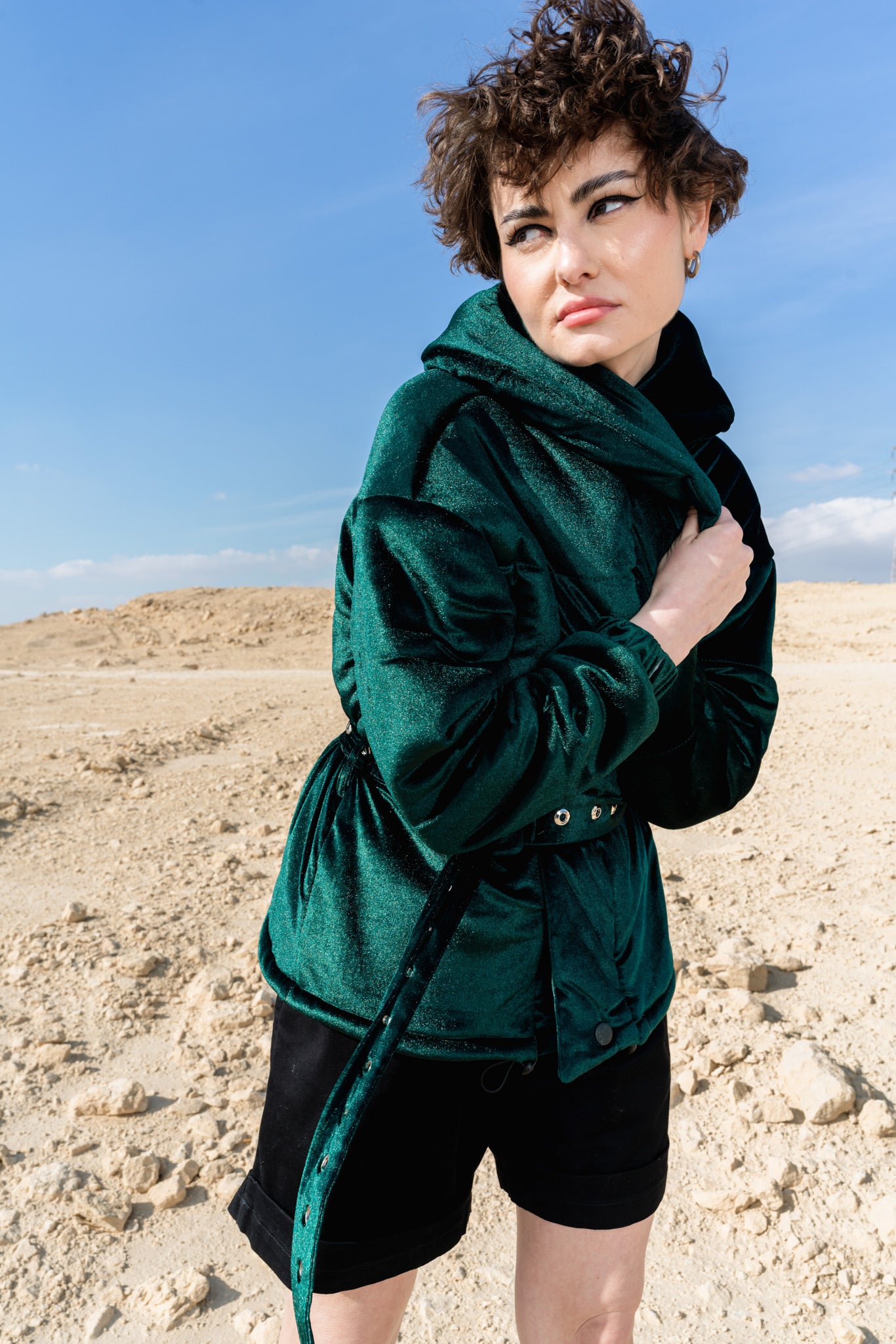 DARK GREEN VELVET JACKET