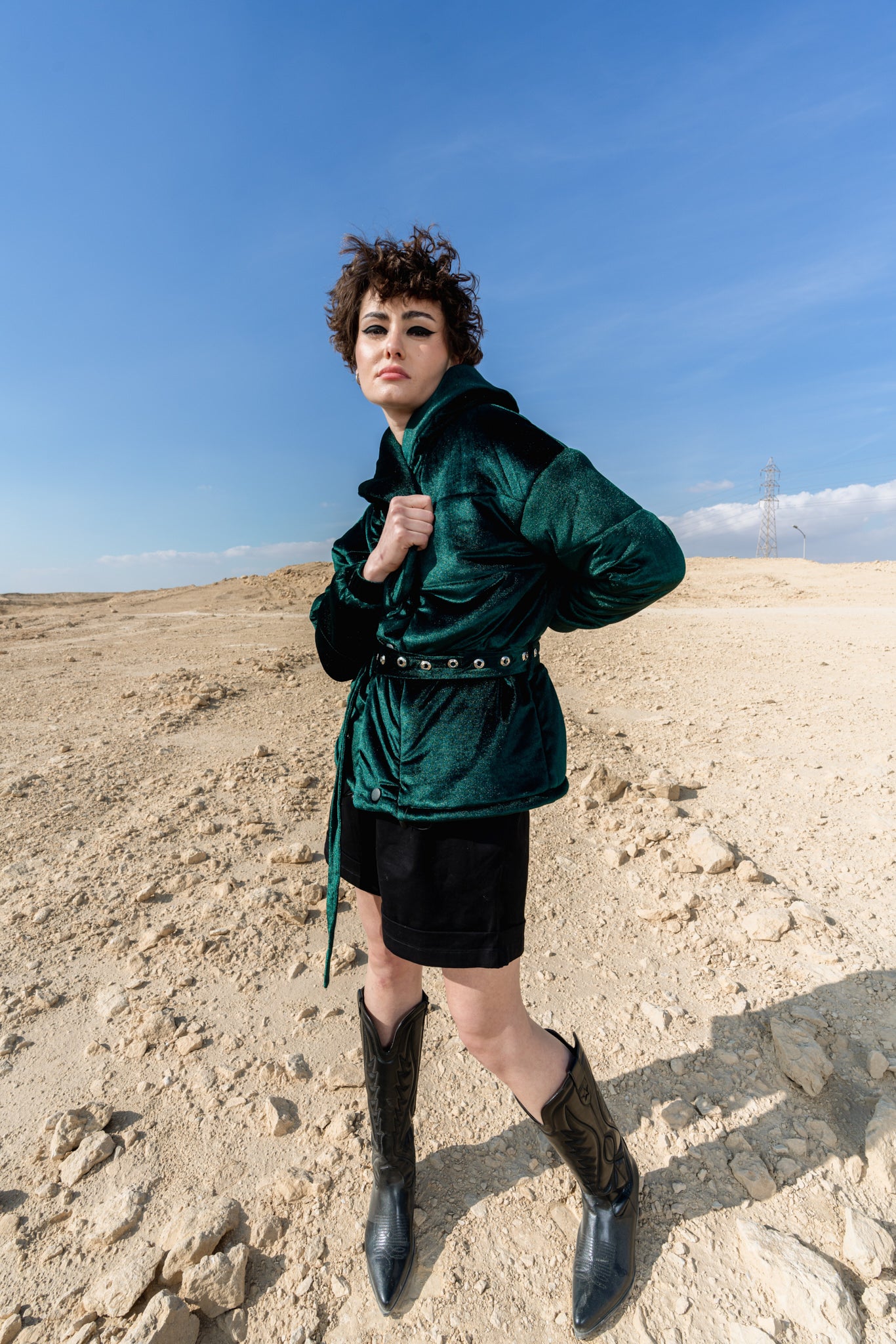 DARK GREEN VELVET JACKET