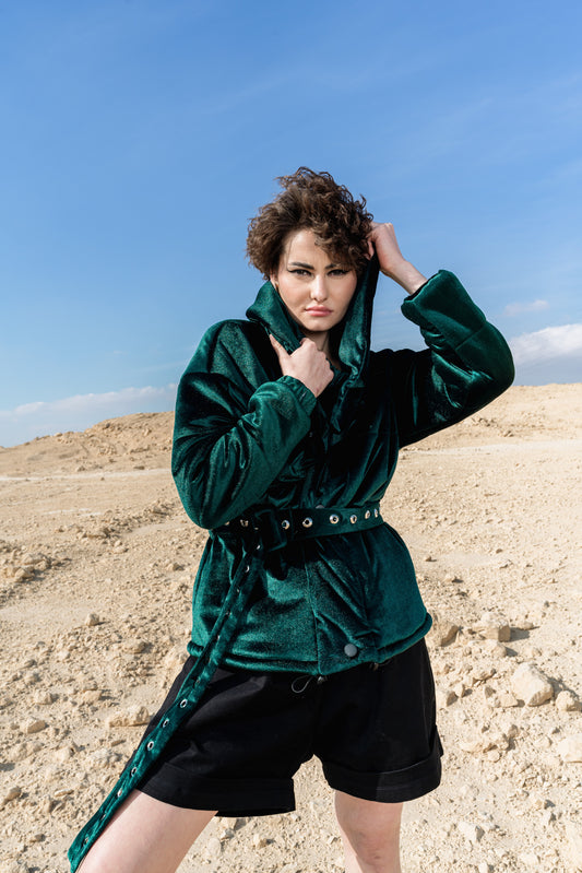 DARK GREEN VELVET JACKET