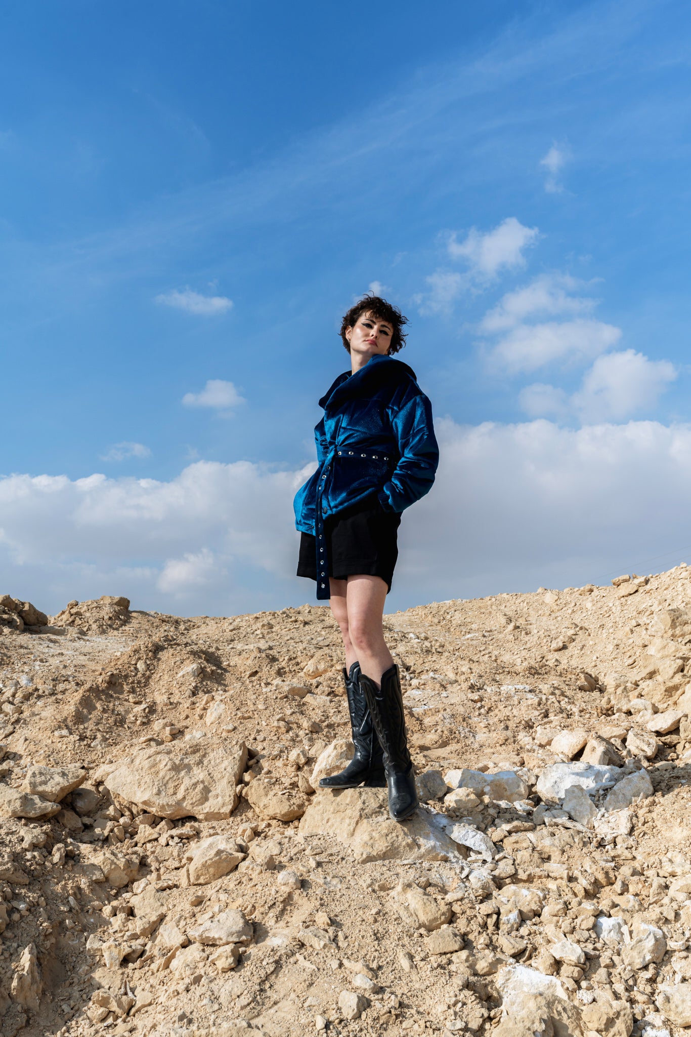 DARK BLUE VELVET JACKET