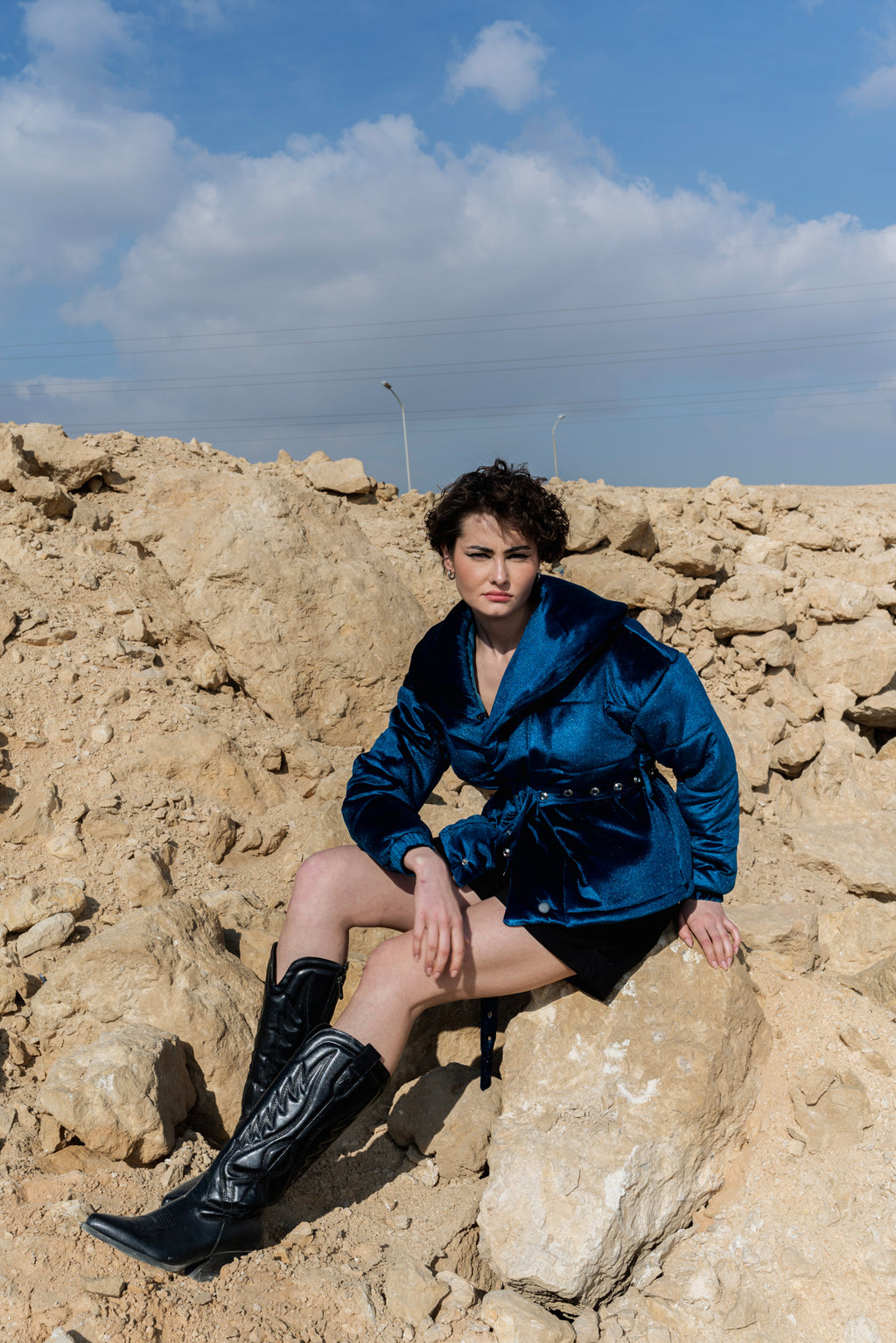 DARK BLUE VELVET JACKET