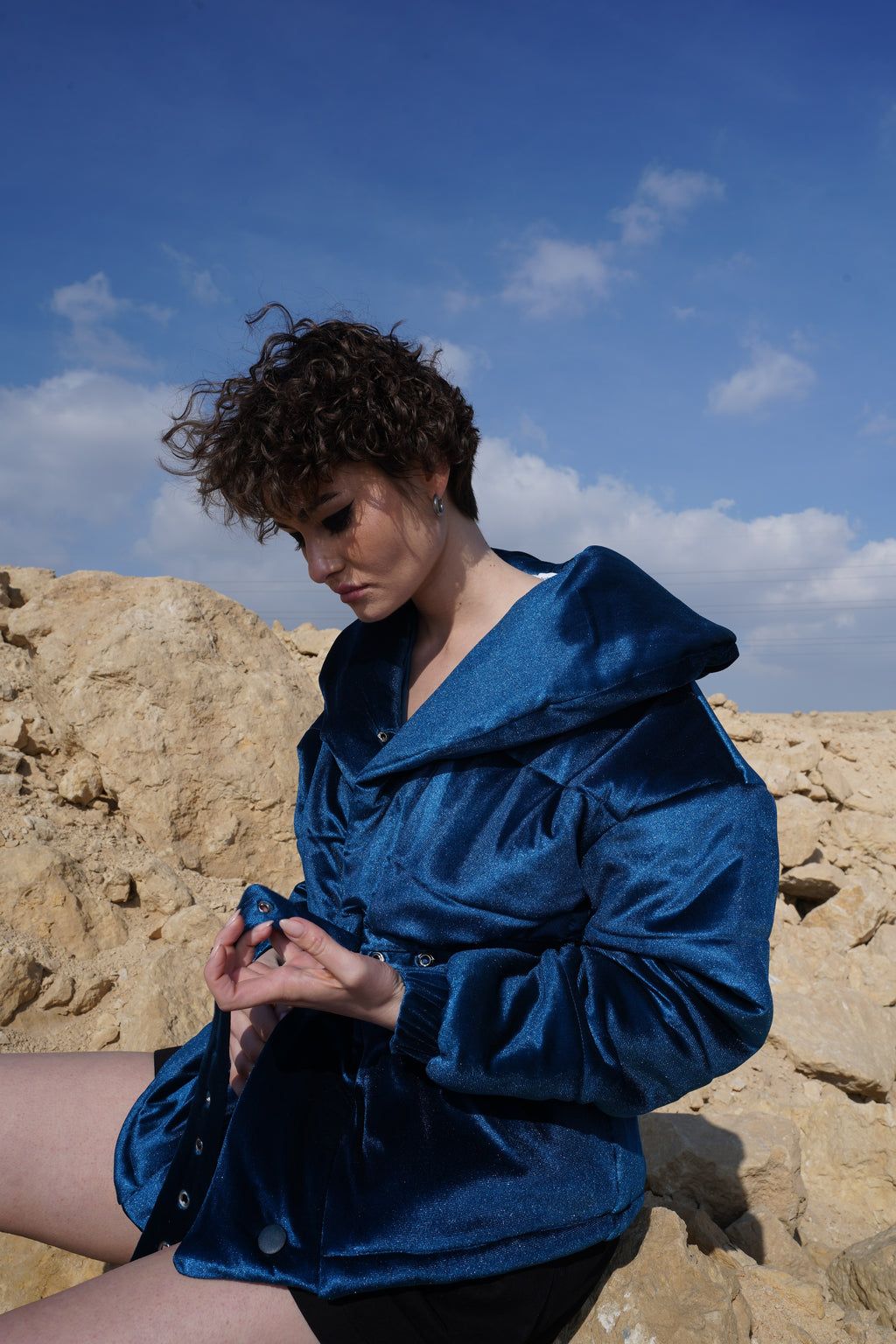 DARK BLUE VELVET JACKET