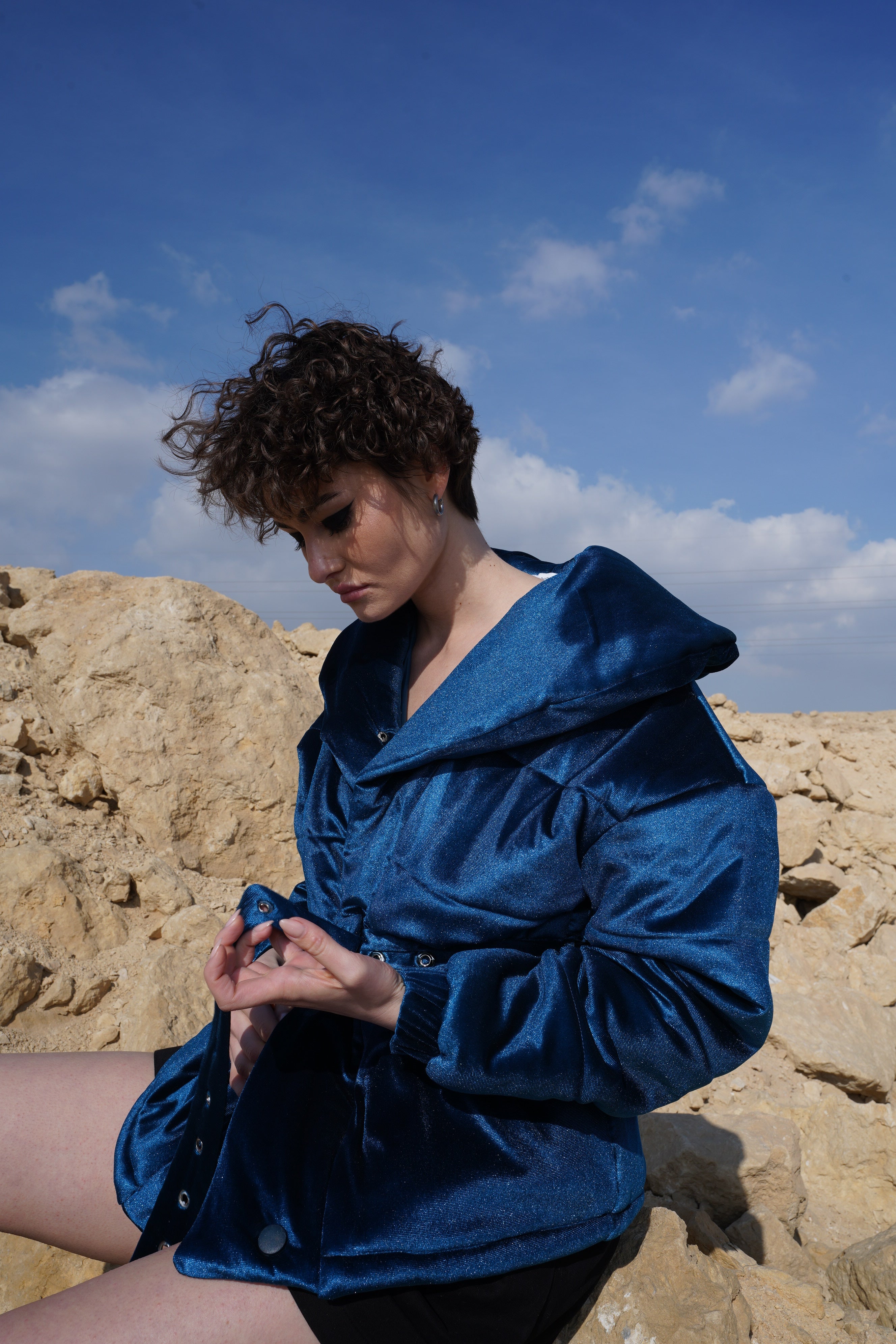 DARK BLUE VELVET JACKET