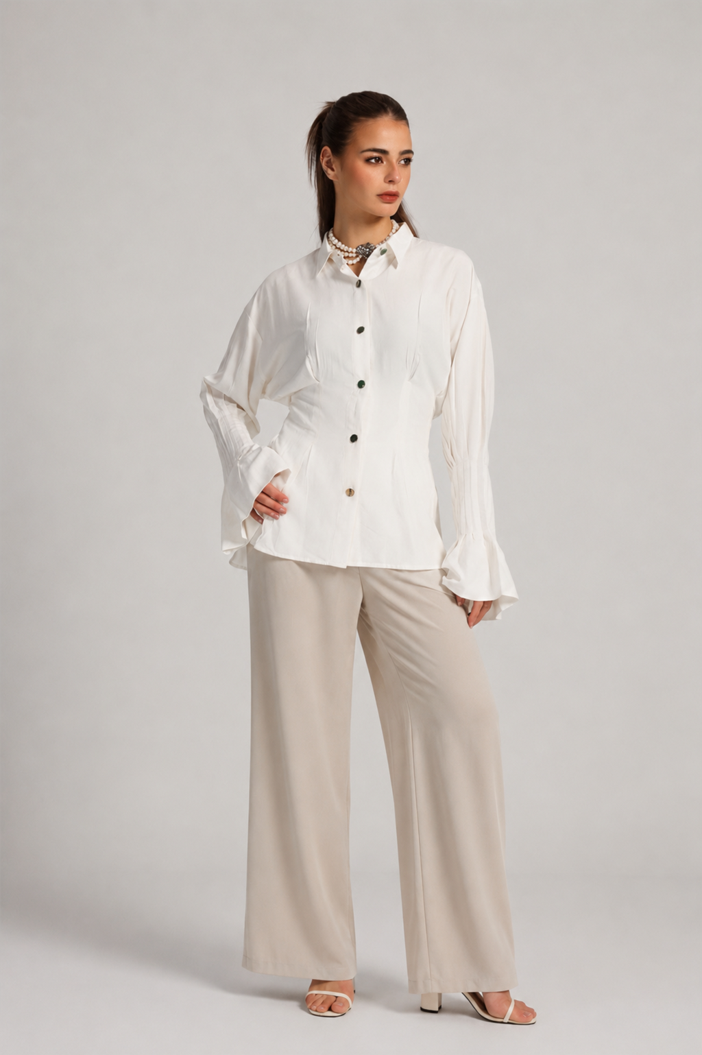 BELL COTTON  BLOUSE IN WHITE