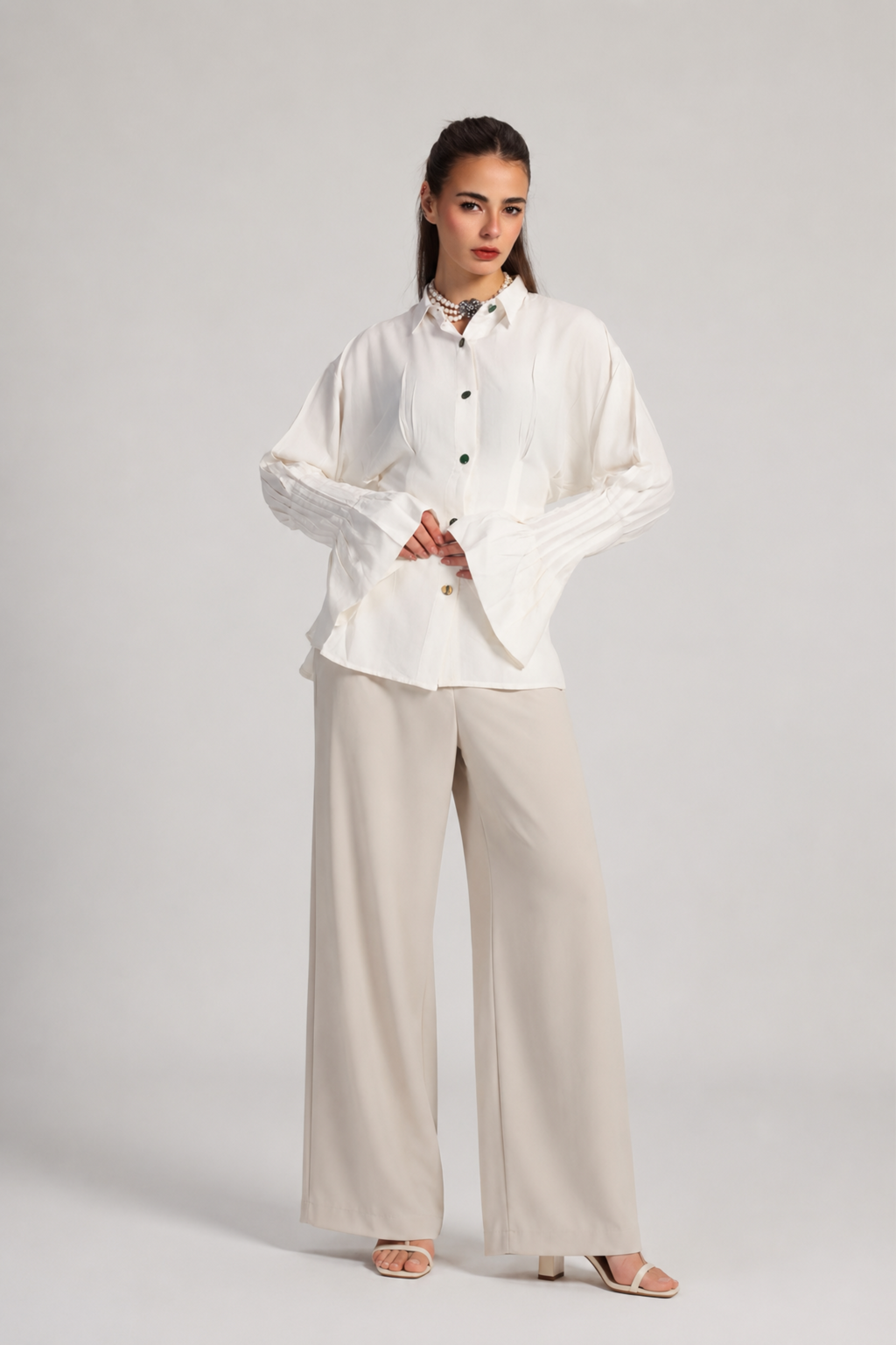 BELL COTTON  BLOUSE IN WHITE