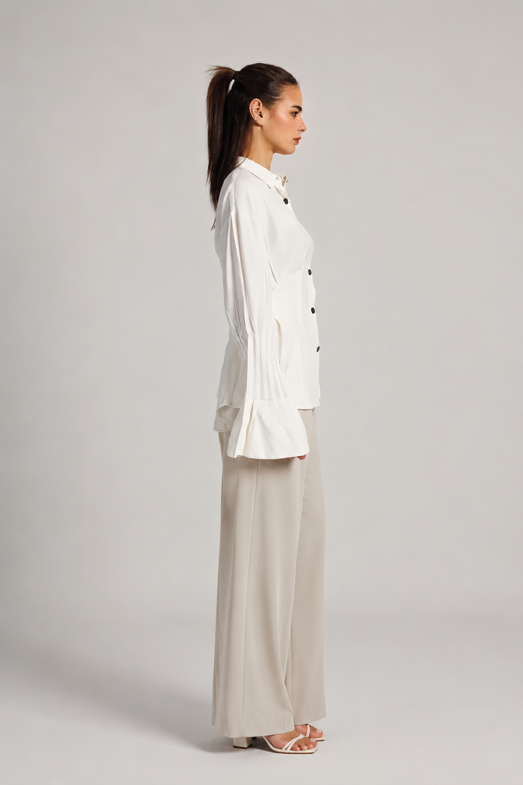 BELL COTTON  BLOUSE IN WHITE