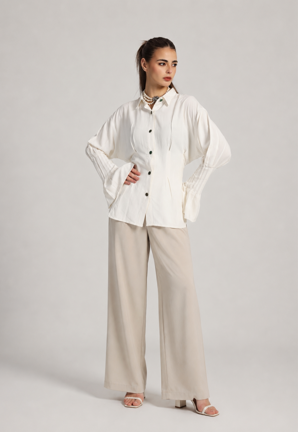 BELL COTTON  BLOUSE IN WHITE
