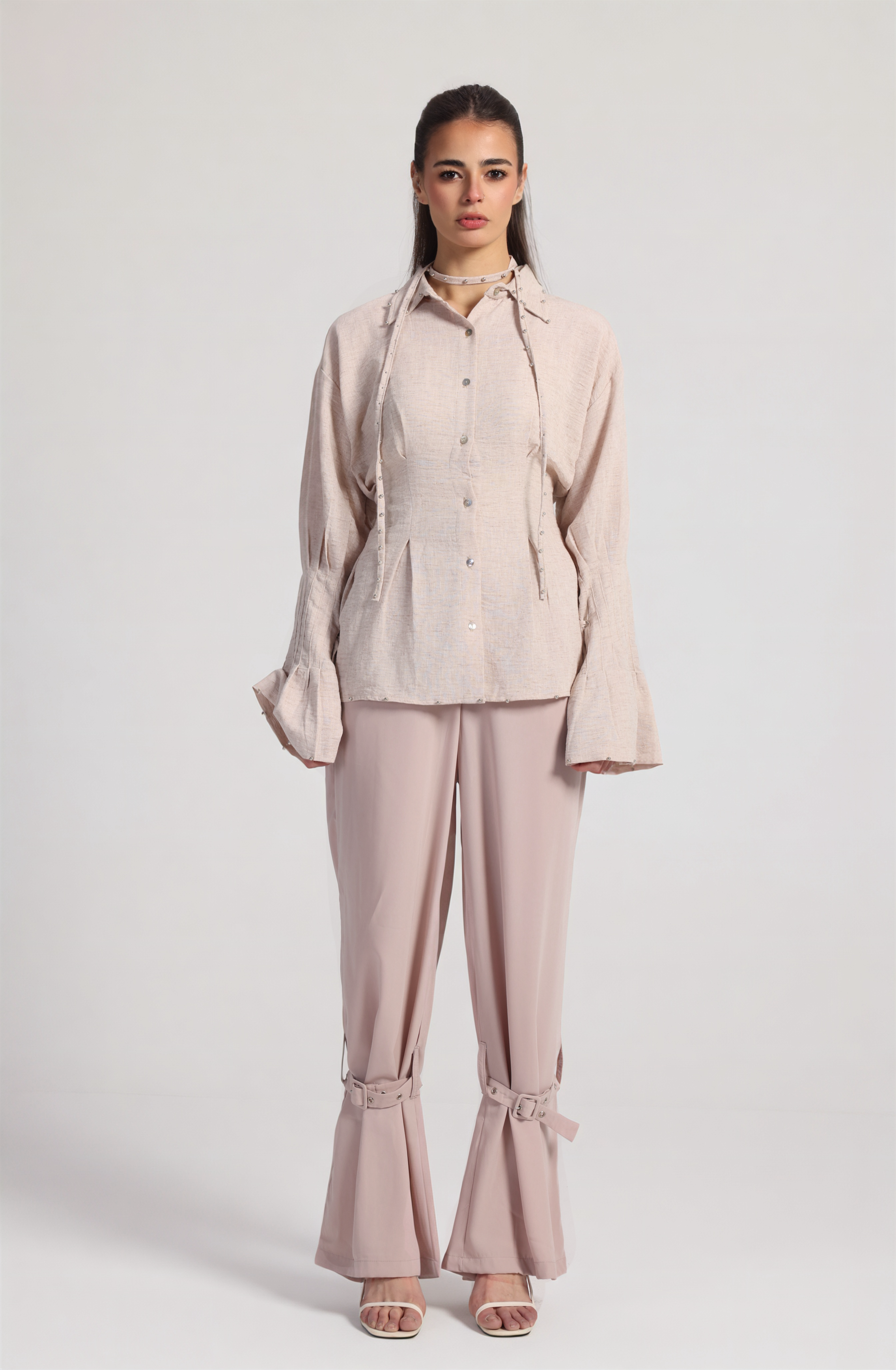 BELL LINEN  BLOUSE IN BEIJE