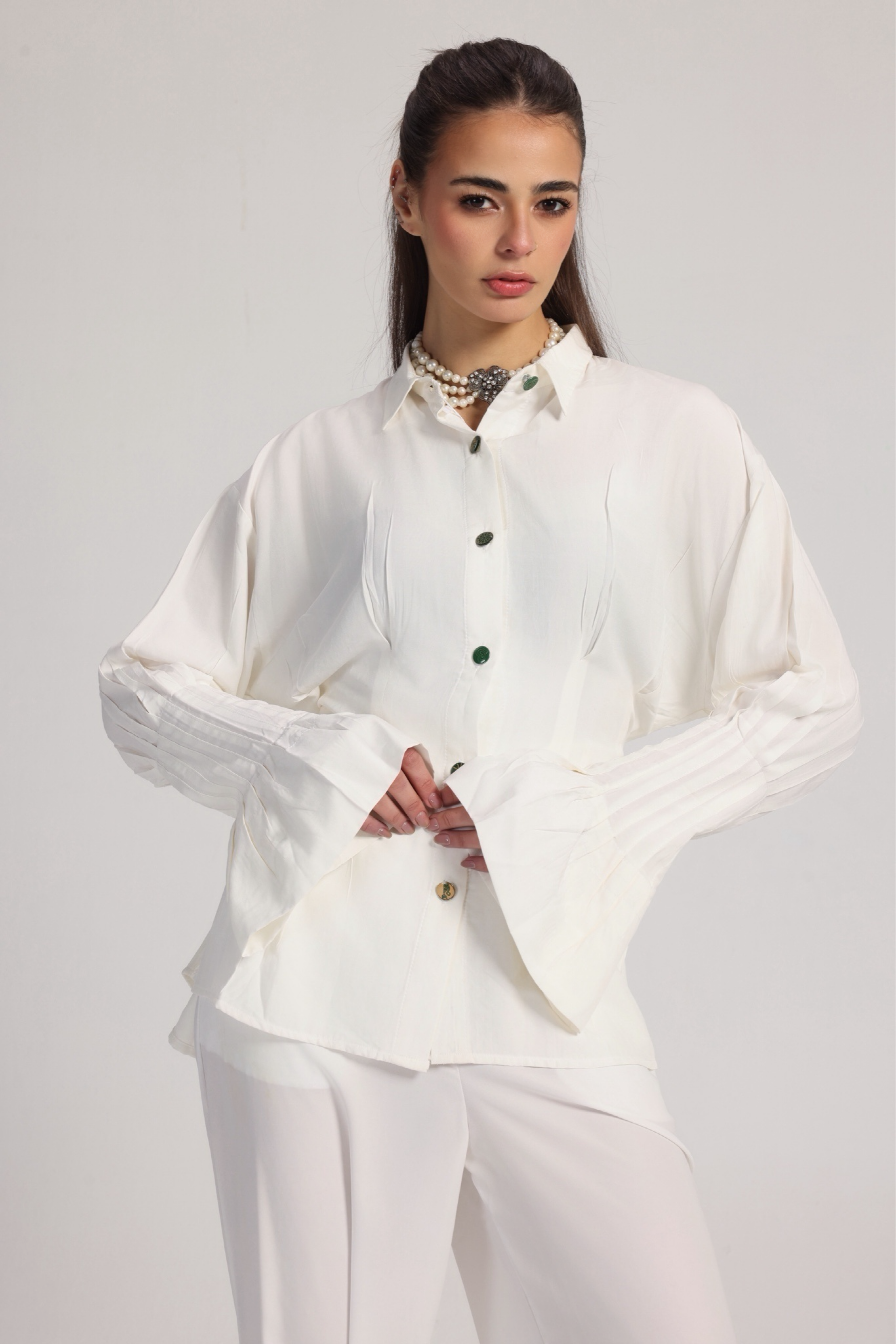 BELL LINEN  BLOUSE IN WHITE