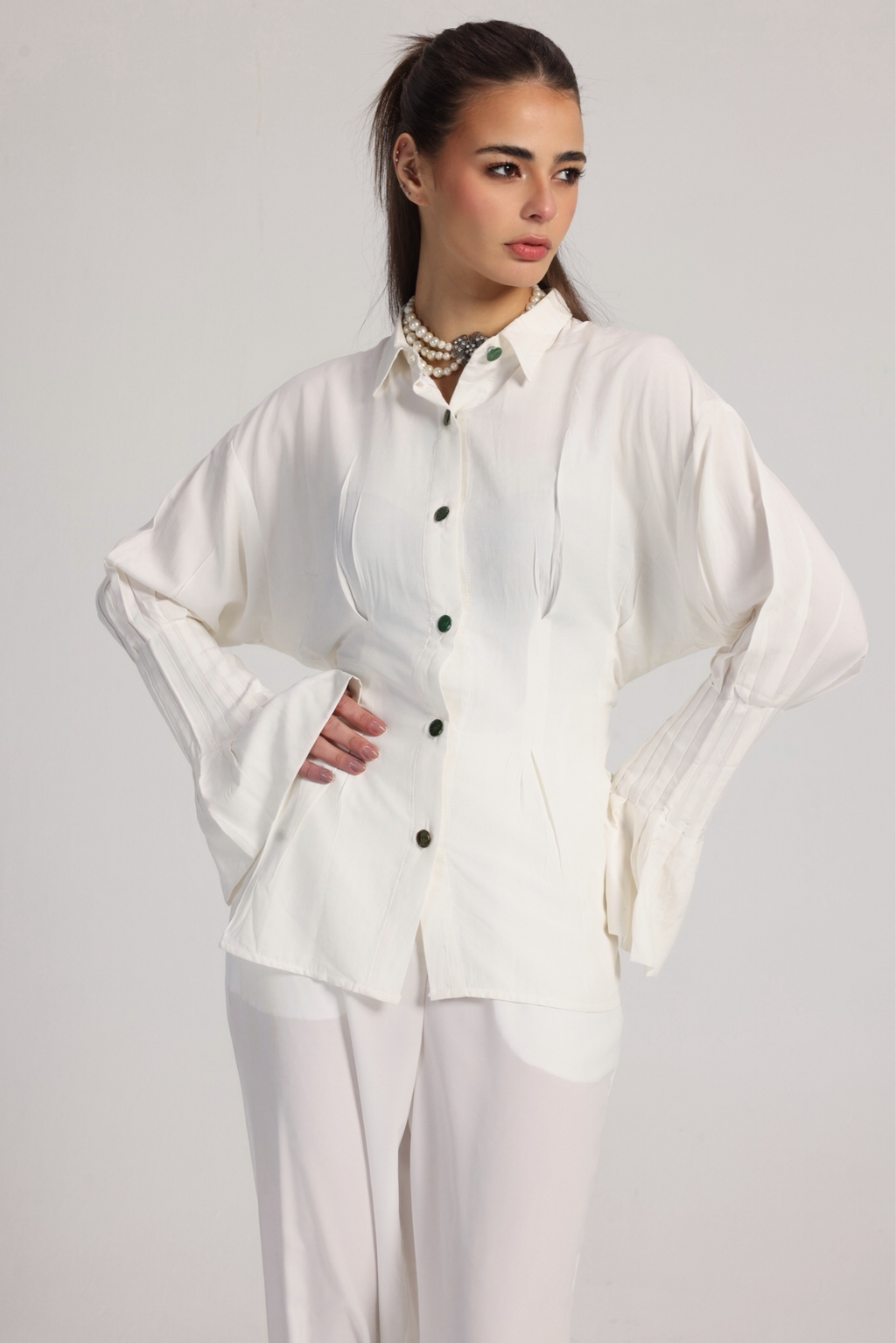 BELL LINEN  BLOUSE IN WHITE