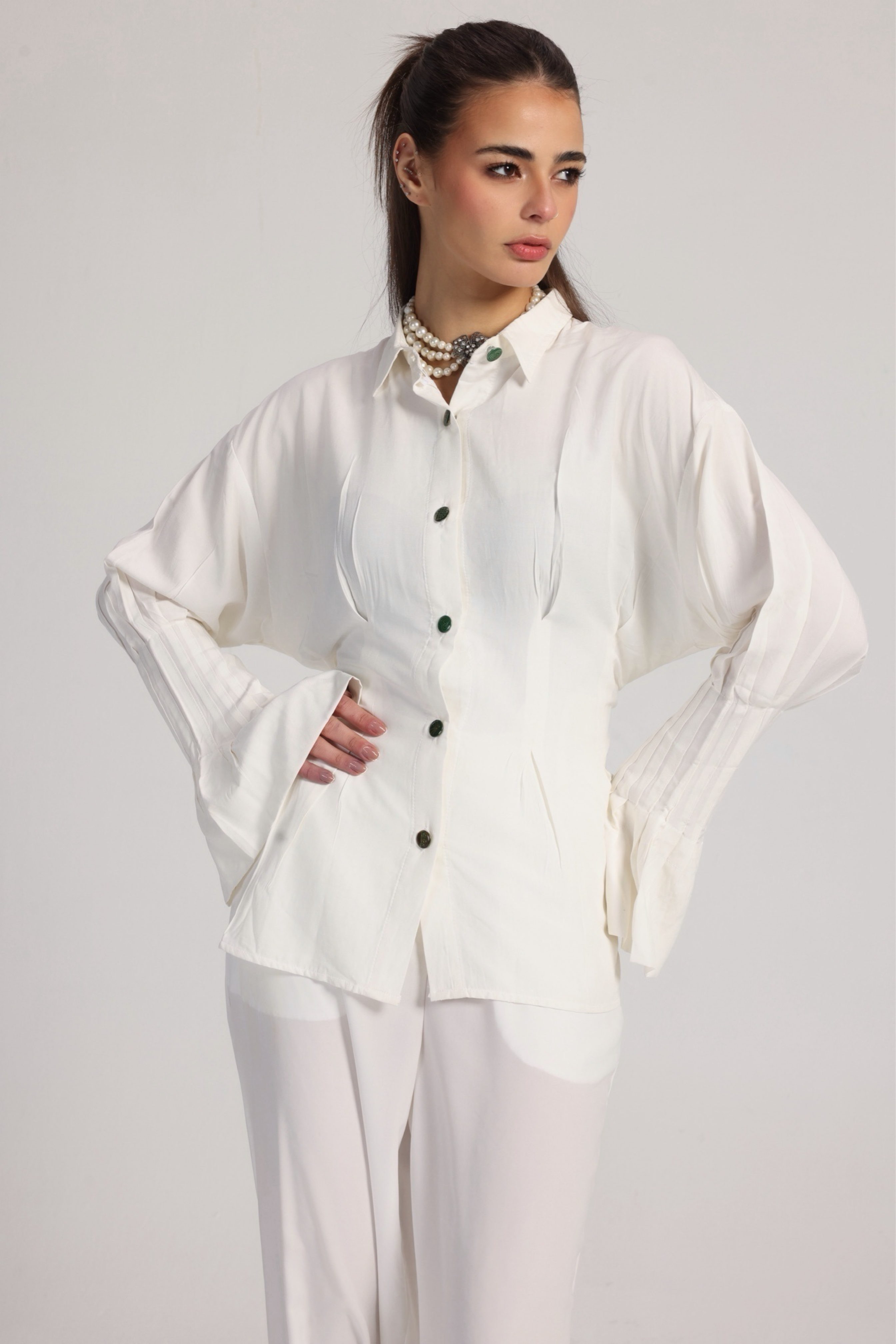 BELL LINEN  BLOUSE IN WHITE