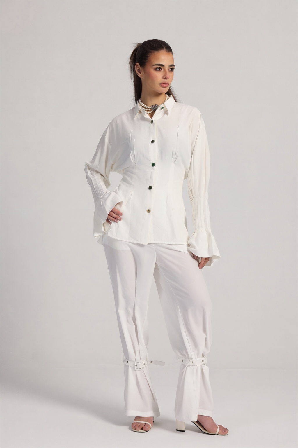 BELL LINEN  BLOUSE IN WHITE