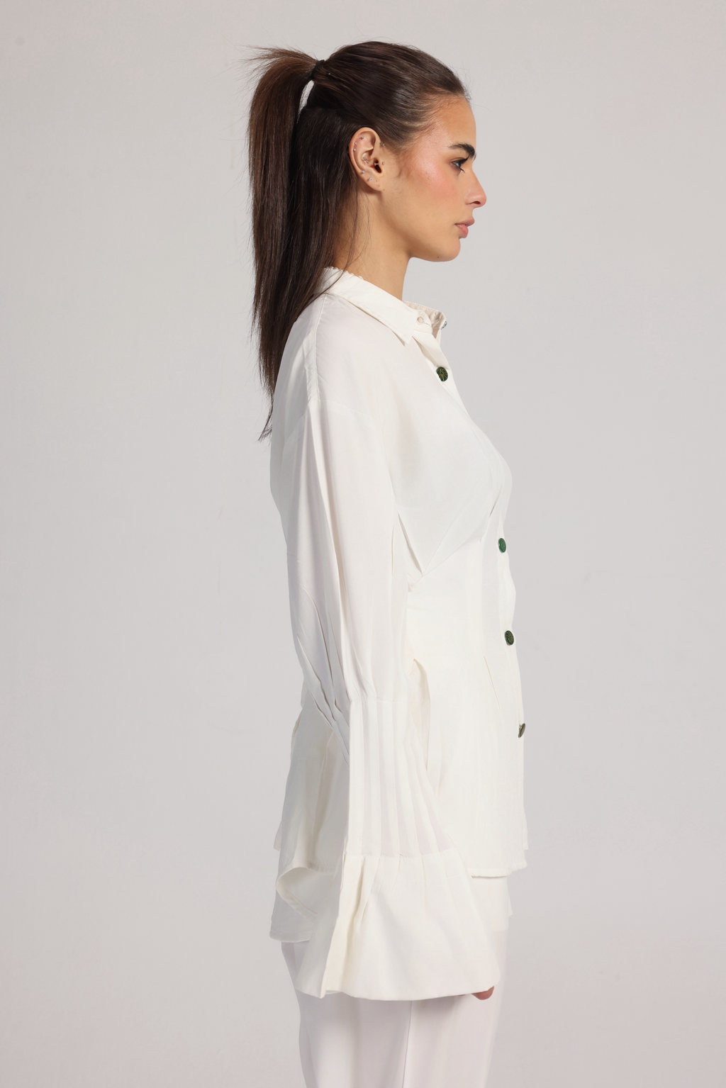 BELL LINEN  BLOUSE IN WHITE