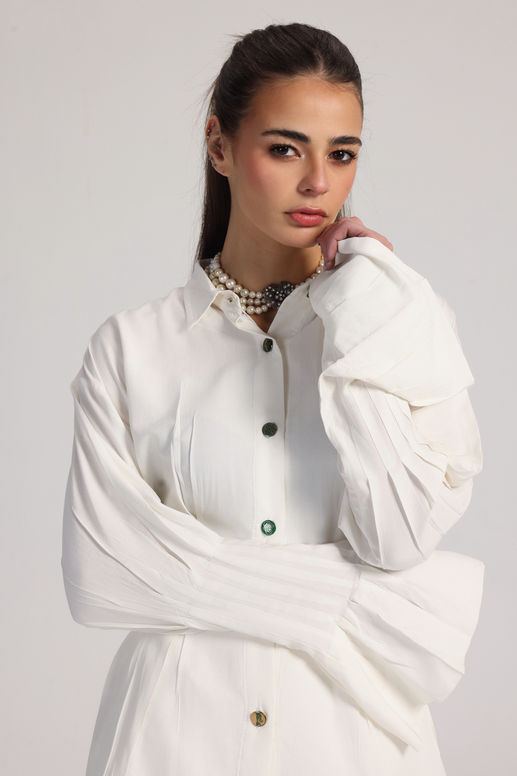BELL LINEN  BLOUSE IN WHITE