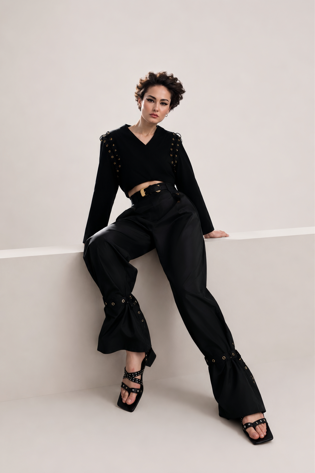 RAIN BELL PANTS IN BLACK