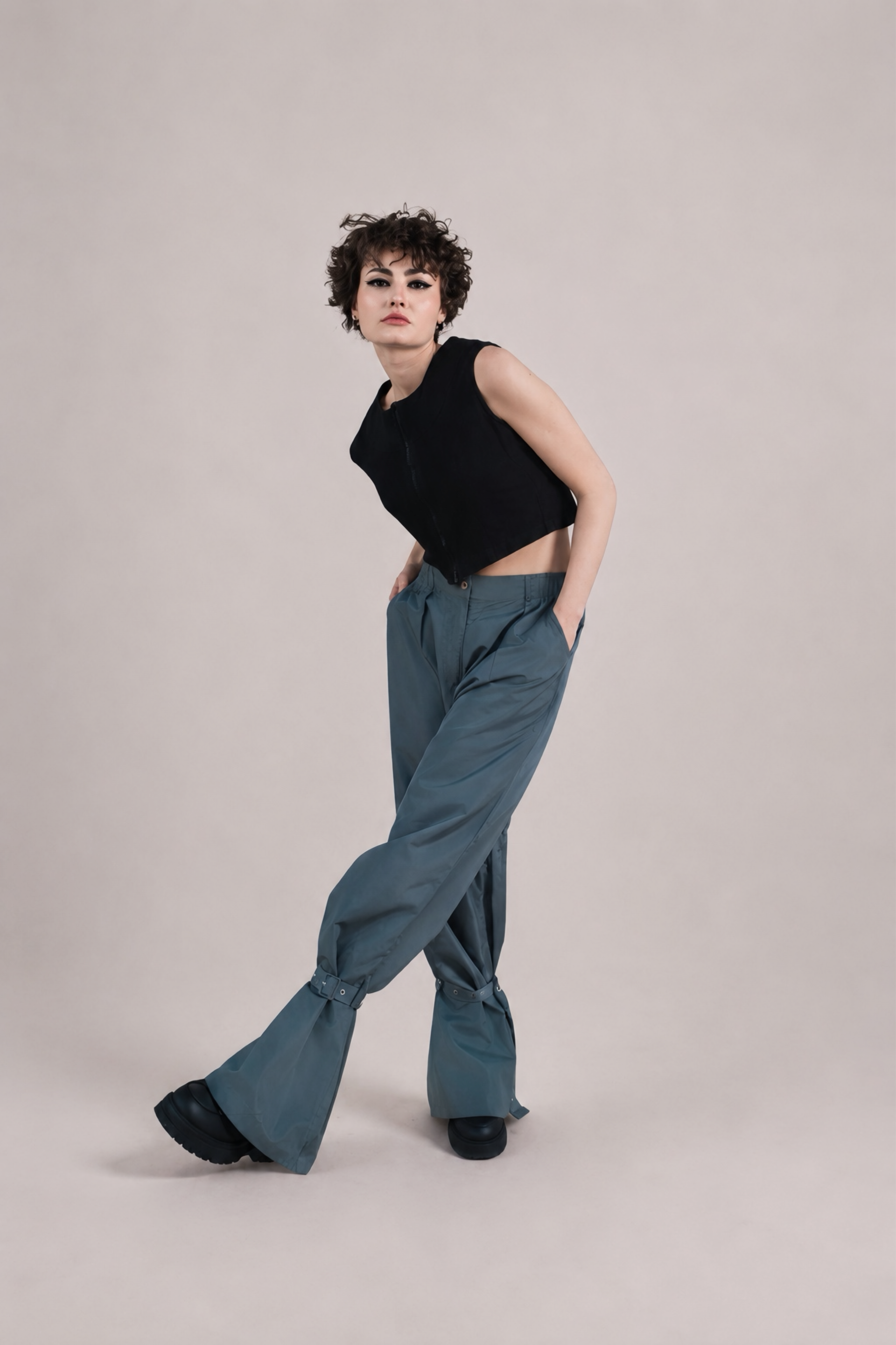 RAIN BELL PANTS IN DARK GREY