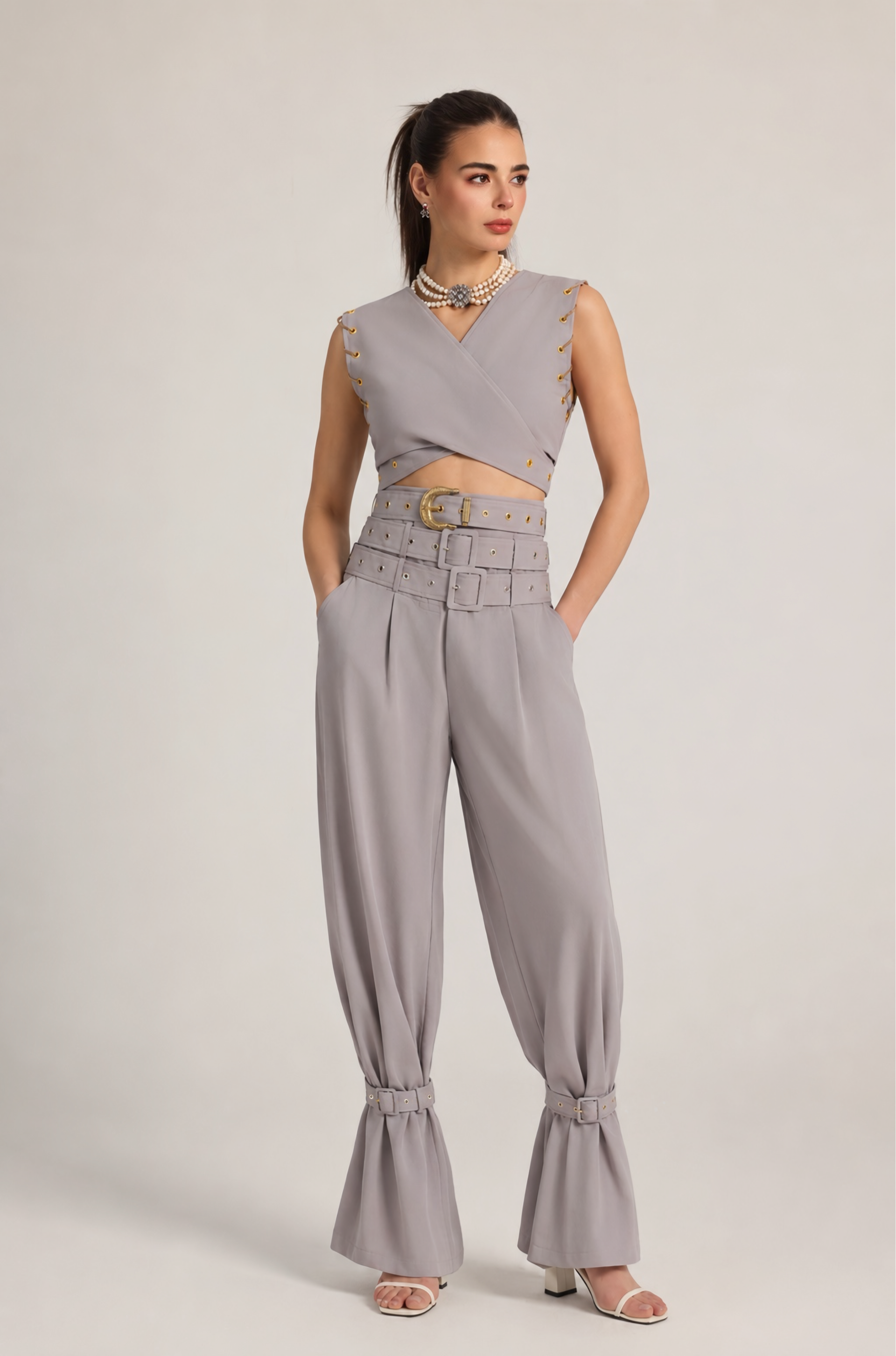 BELL PANTS IN BEIGE