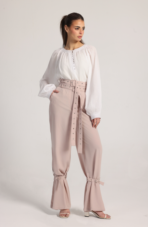 BELL PANTS IN ROSY BEIGE
