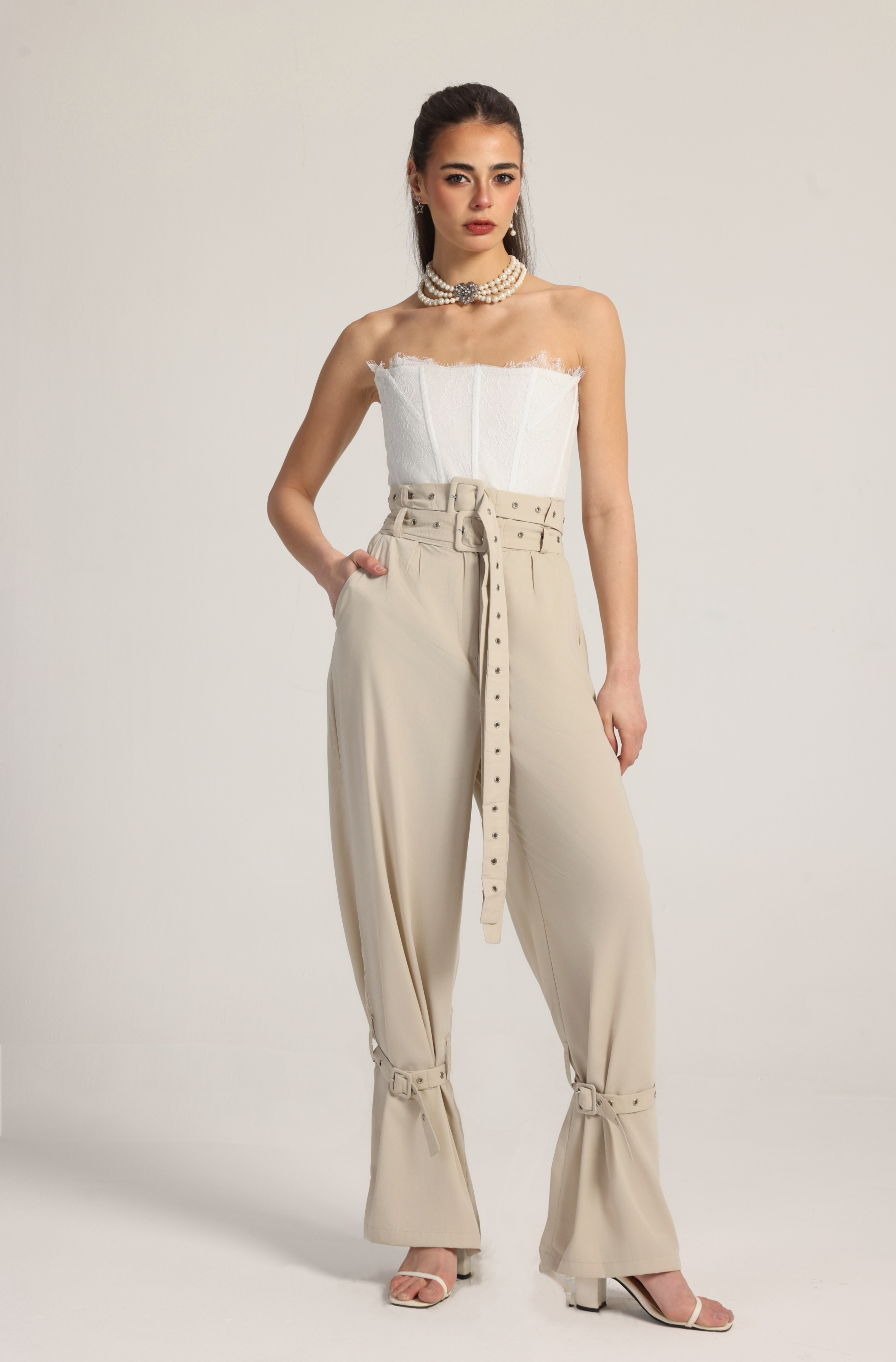 BELL PANTS IN SAND BEIGE
