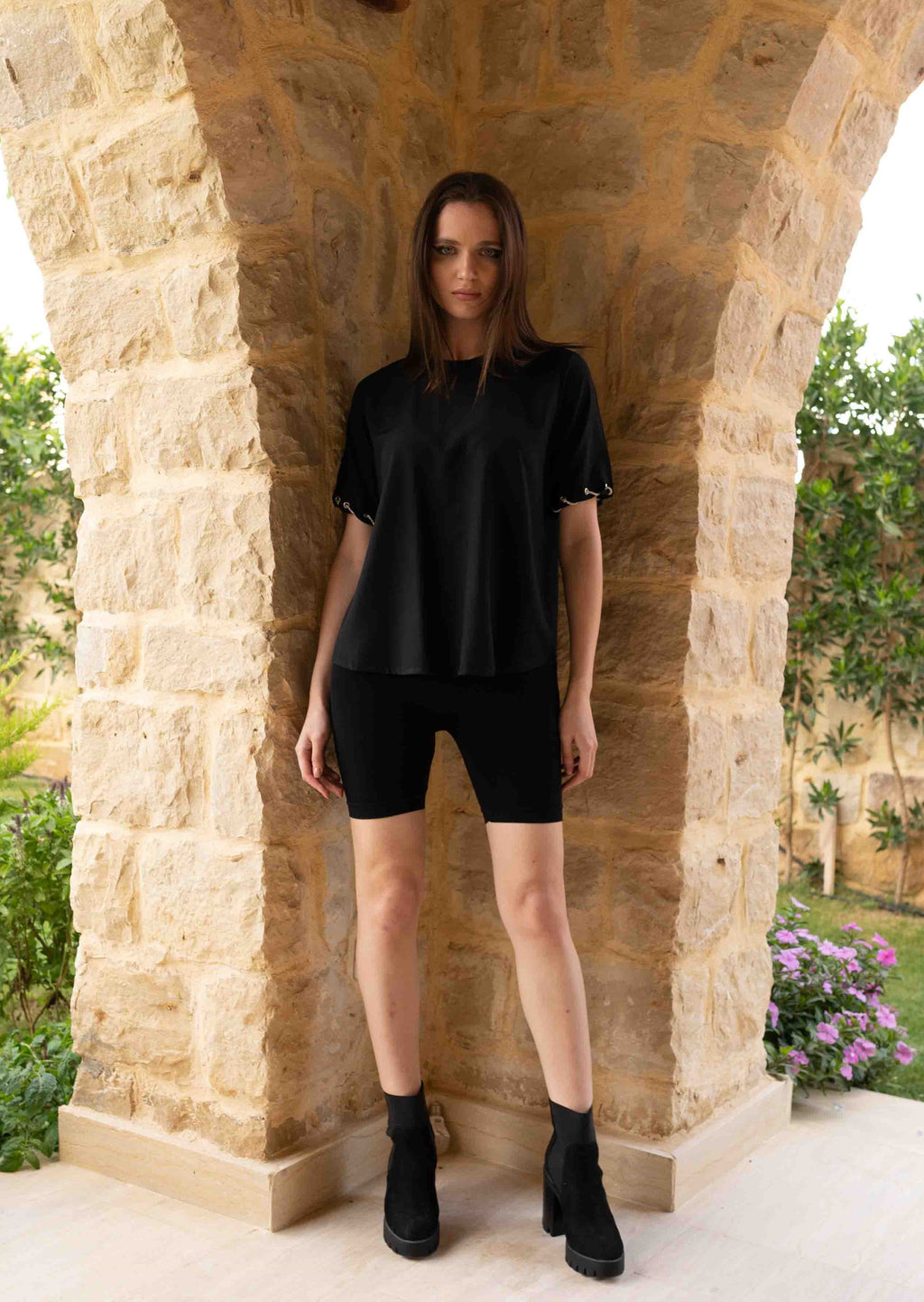 Miss 'S' cotton Black T-shirt