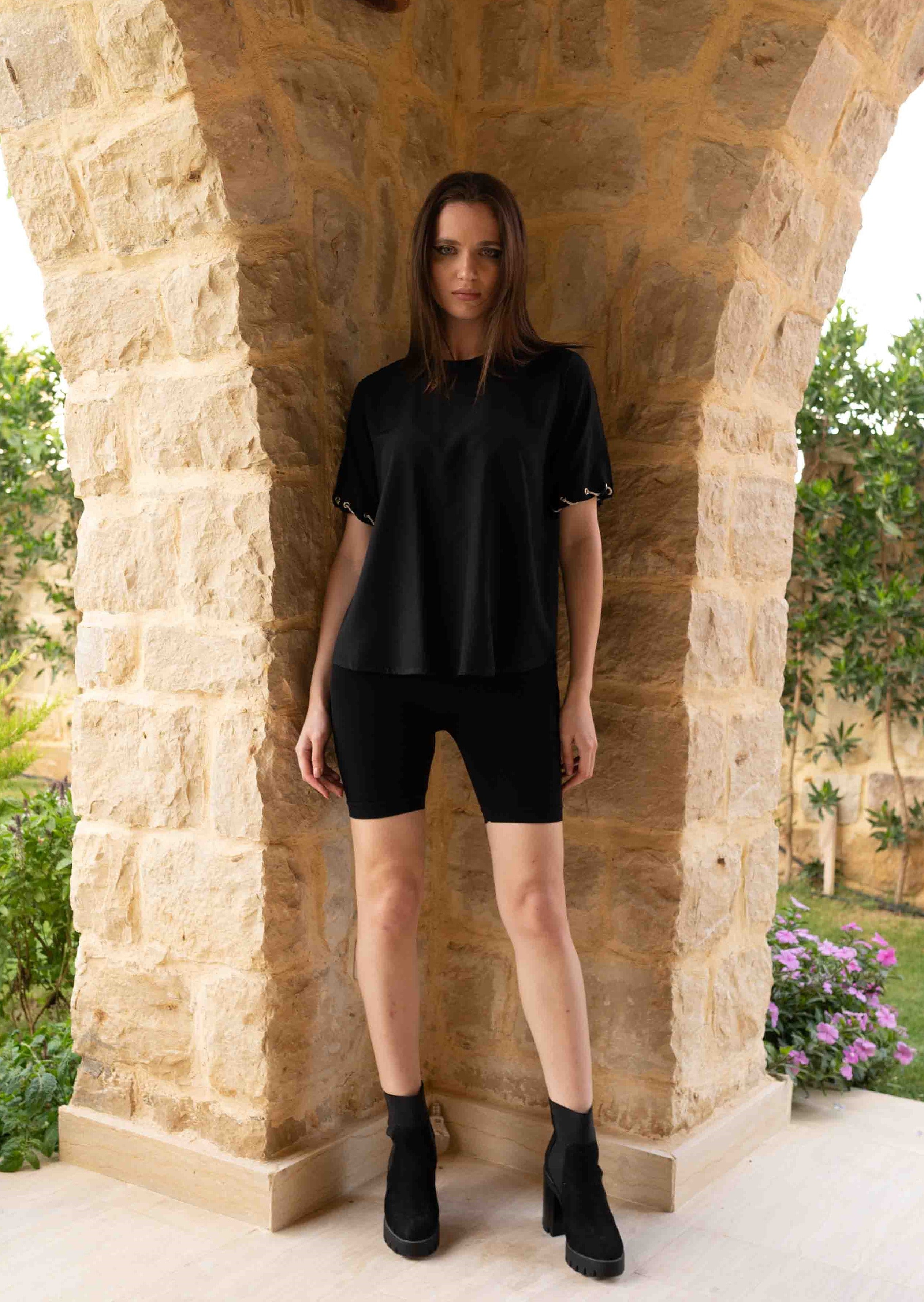 Miss 'S' cotton Black T-shirt