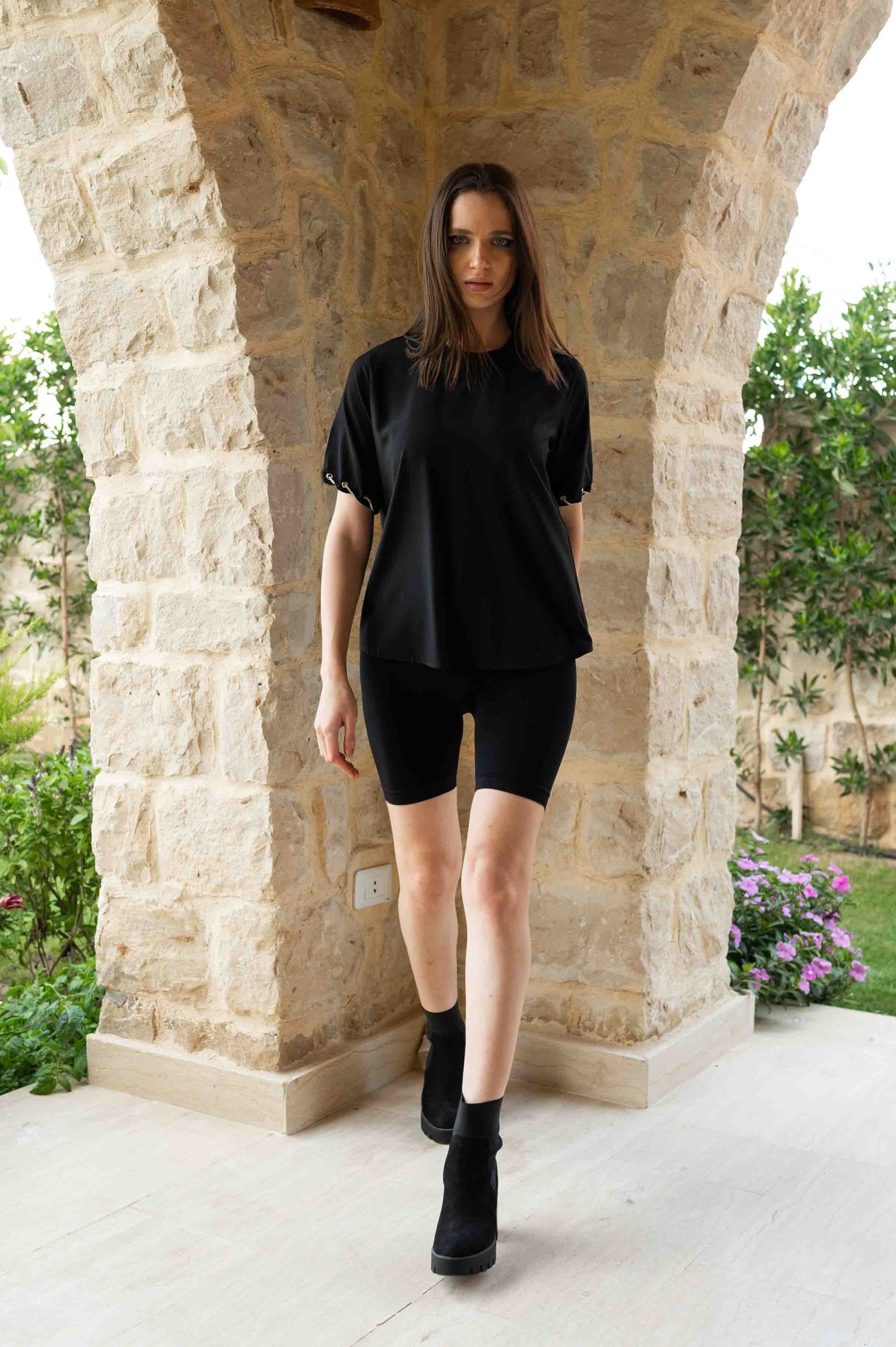 Miss 'S' cotton Black T-shirt