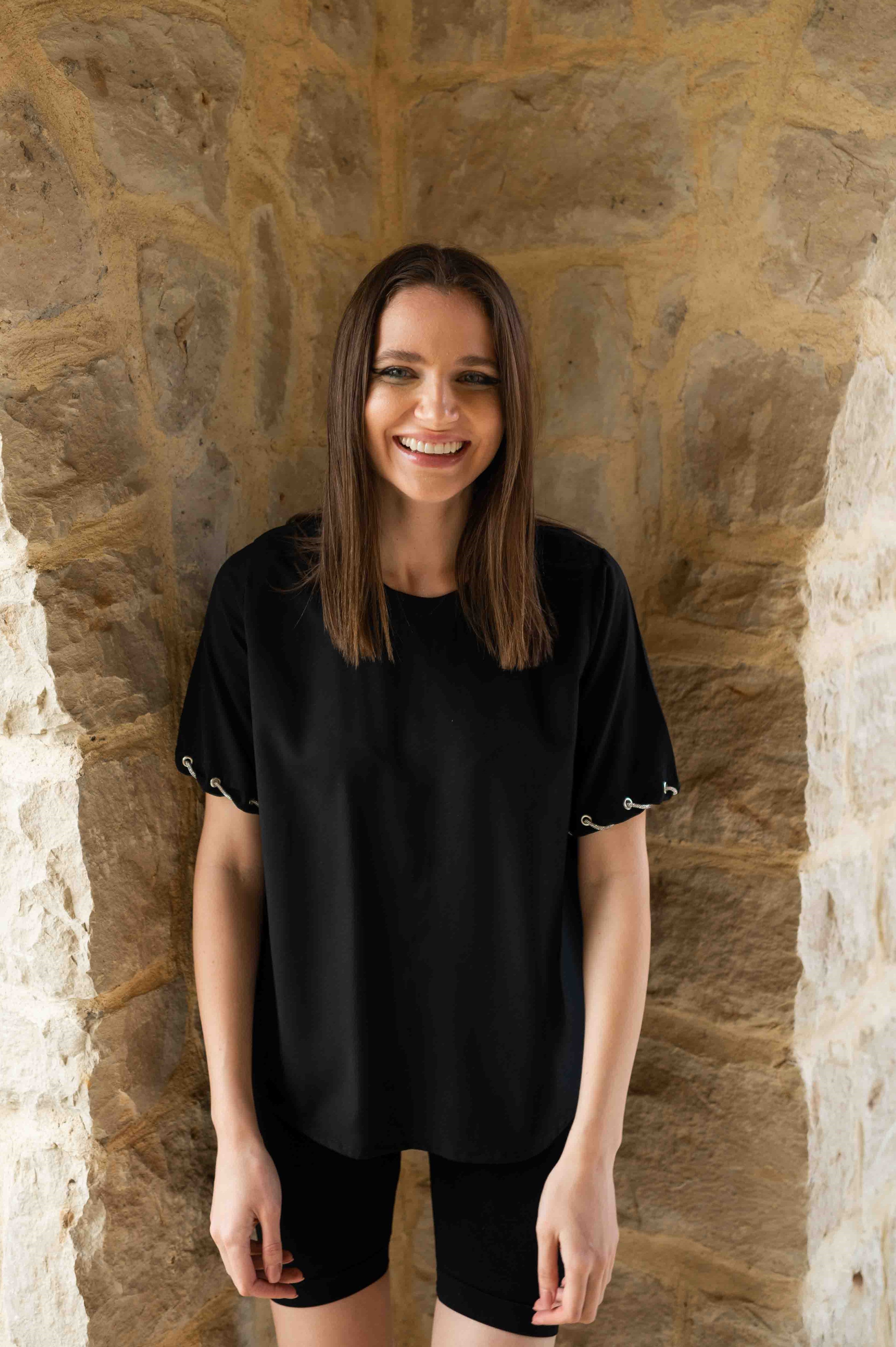 Miss 'S' cotton Black T-shirt
