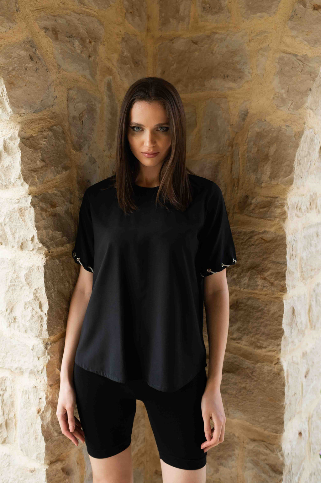 Miss 'S' cotton Black T-shirt
